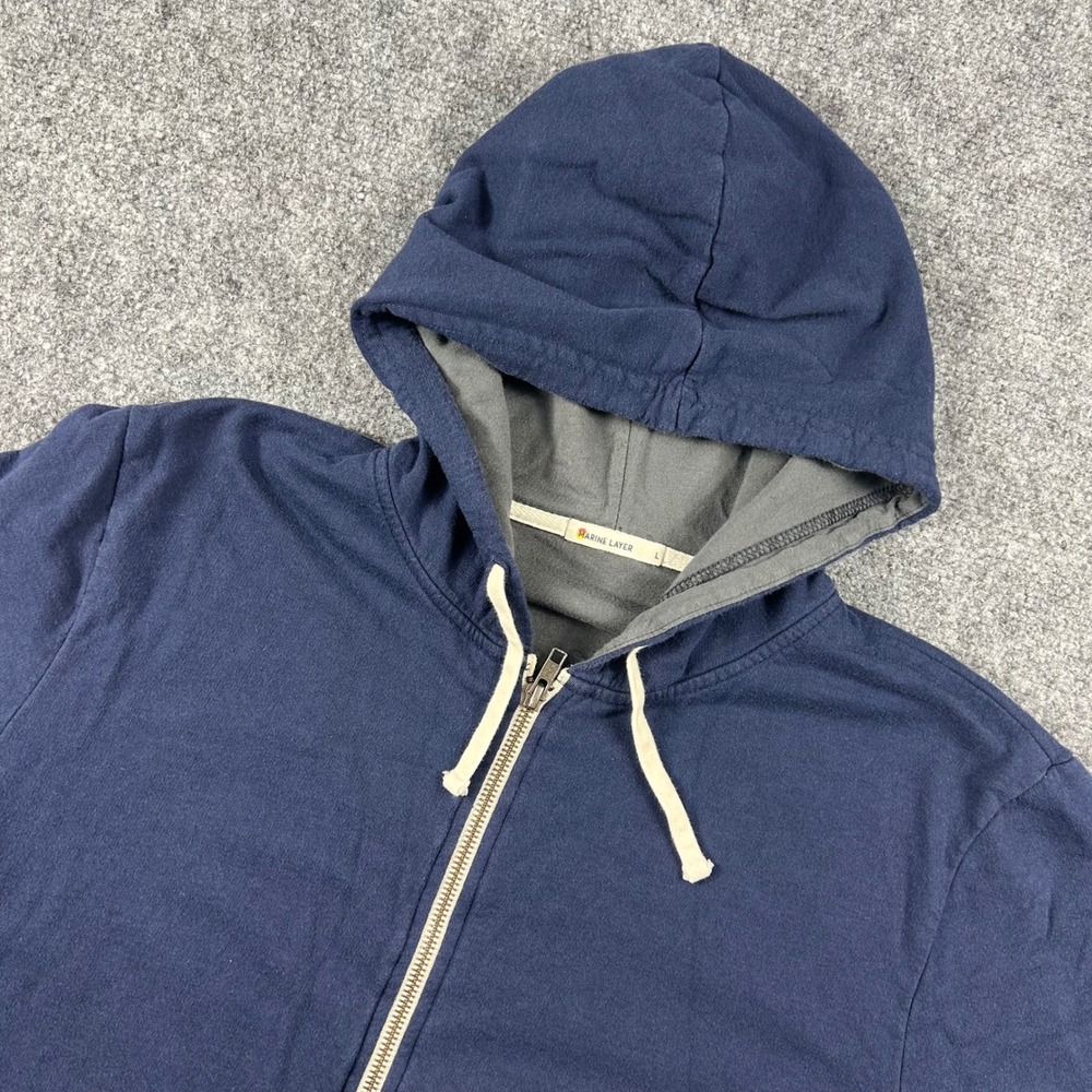 Marine Layer Afternoon Zip Hoodie Mens Medium Navy Blue Full Zip Lightweight